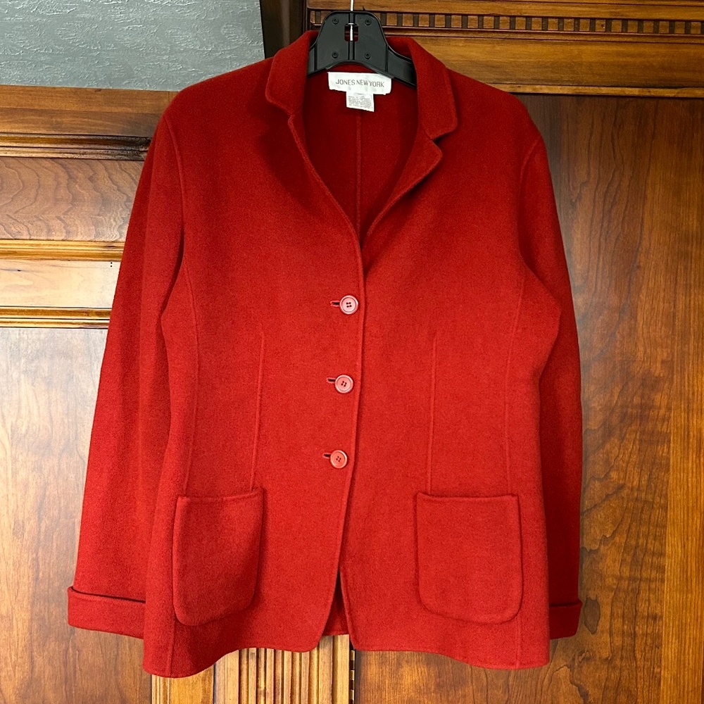 Jones New York Brick Red Wool Blazer, Size 12 - Picture 15 of 16